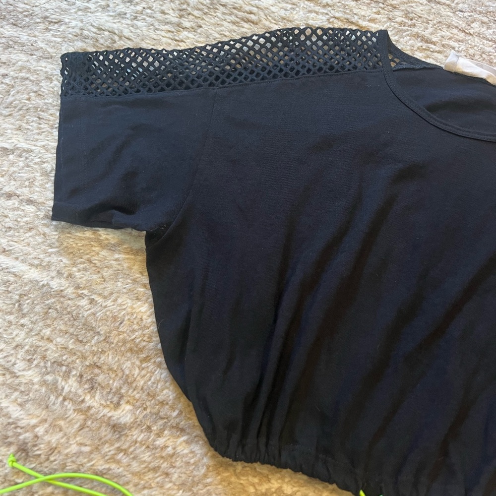 Black Mesh Crop Top - Picture 3 of 8